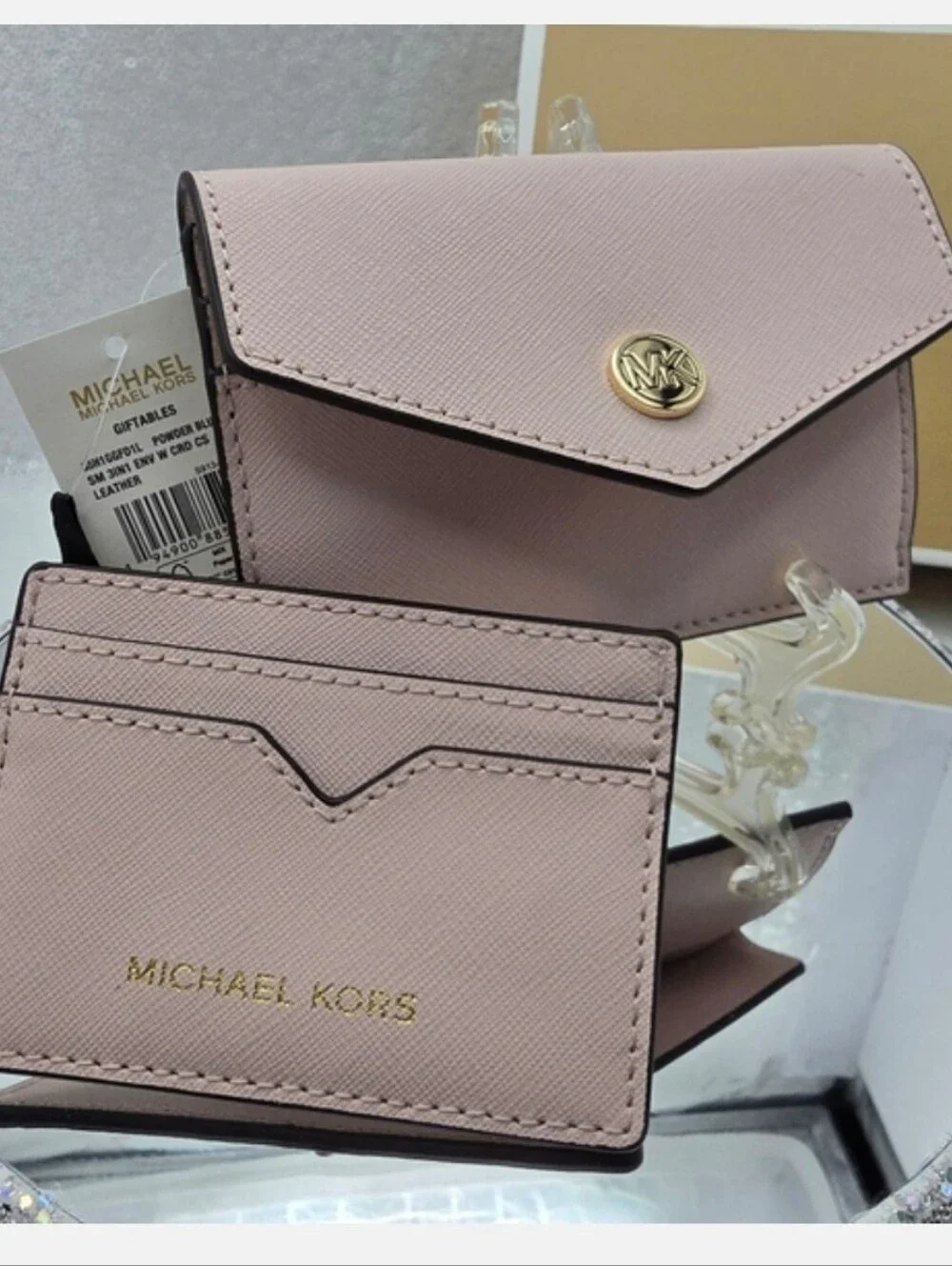Michael Kors Small Saffiano Leather 3 in 1 Removable Card Case Powder Blush
